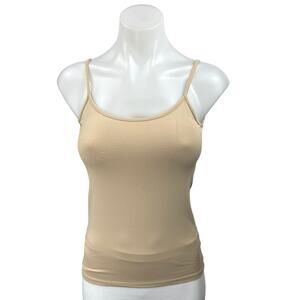 Zara Basic Beige Nude Stretch Scoop Neck Sleeveless Cami Tank Top Size S